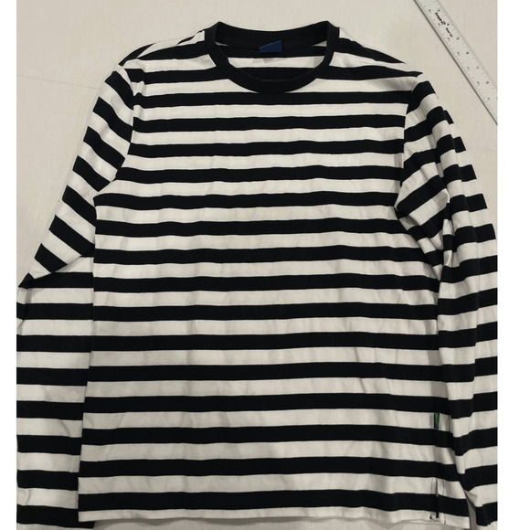 Zengjo Men's Casual Cotton Spandex Striped Long-Sleeve T-Shirt Small Pullover - Picture 1 of 5